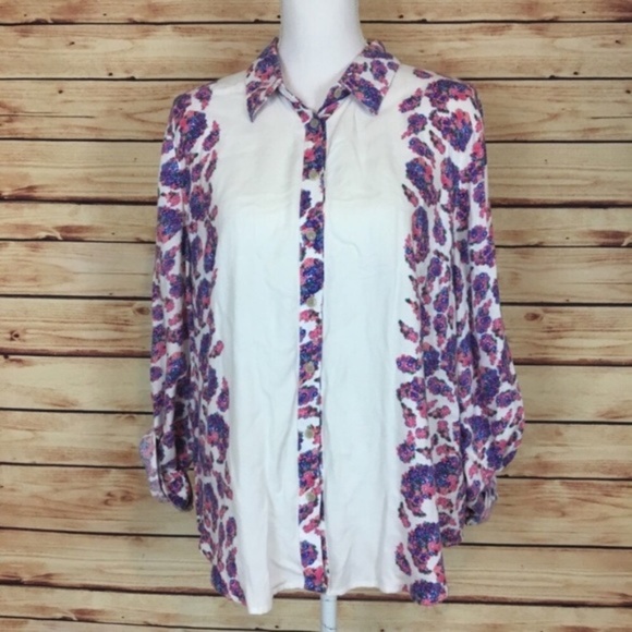 I Heart Ronson Tops - I Heart Ronson Floral Button Down Blouse Paisley